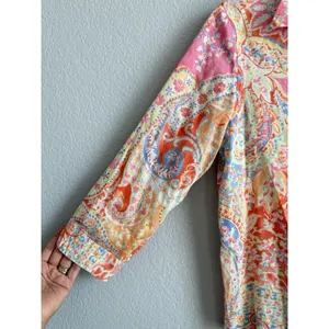 Lauren Ralph Lauren Colorful Paisley Shirt 3/4 Sleeve Preppy Coastal Size M thumbnail 3