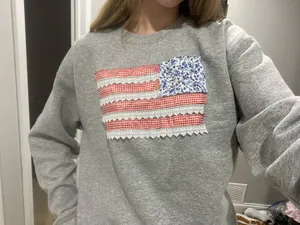 Patchwork hoodie American flag Gray Size M thumbnail 3