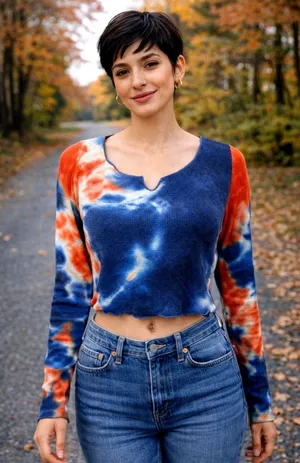 All in Favor Tie Dye Waffle Knit Crop Top Multi Color XL thumbnail 1