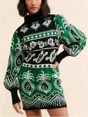 FARM Rio Mystic Scarf Sweater Dress Women’s Size M thumbnail 1
