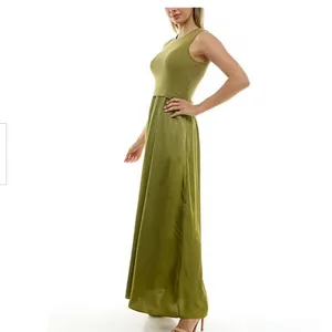 NWT Taylor Mix Media Ribbed Bodice Crew Neck Satin Skirt Pocket Medium thumbnail 4