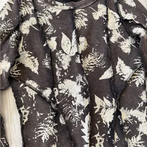 Oli & Hali Bohemian Cotton Ribbed Foliage Washed Brown Long Sleeve size medium thumbnail 7