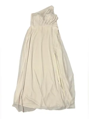 Birdy Grey Kira One Shoulder Chiffon Bridesmaid Formal Dress Slit Champagne L thumbnail 3