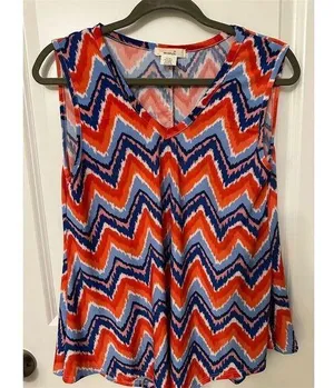 ☘️☘️☘️Marci Women's XL Multicolor Geometric Tank Top V-Neck Sleeveless ☘️☘️☘️ thumbnail 1
