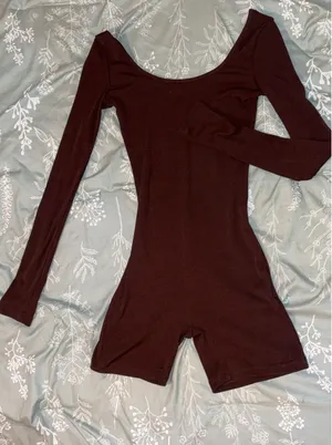 Brown long sleeve bodysuit shein thumbnail 1