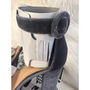 Bamboo size 8‎ Velvet Gray Ankle Strap Platform High Heels Y2K Chunky Heels thumbnail 6