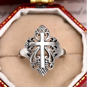 Boutique New Vintage Look Silver Cross Filigree Ring Size 8 thumbnail 7