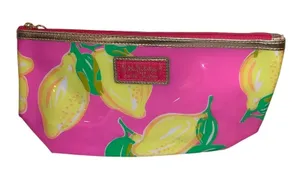 Lilly Pulitzer x Estée Lauder Lemon Print Makeup Bag Pink‎ Zipper Cosmetic Pouch thumbnail 1