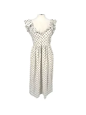 Boohoo Polka Dot Midi Dress Cottagecore French GirlmRetro Ruffle Size 8 NWT thumbnail 4