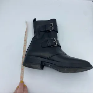 Emanuele Crasto Double Buckle Leather Moto Black Boots Size US‎ 7 EUR 37 thumbnail 7