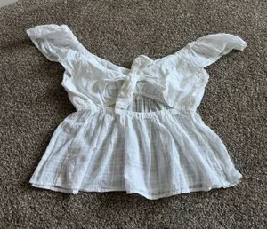White linen crop top American eagle size M  thumbnail 1
