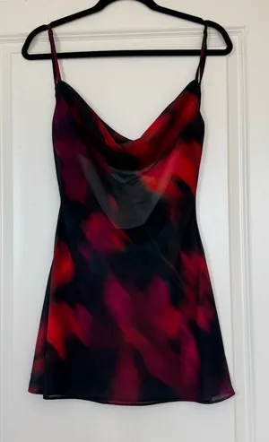 White Fox Boutique Cowl Neck Mini Dress Multicolor Red Purple Black XXS thumbnail 1