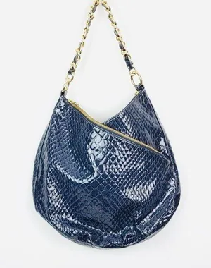 Gianni Bini |Blue Snake Skin Embossed Shoulder Bag thumbnail 1