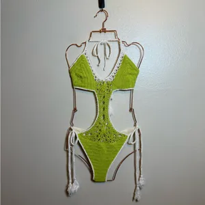 Solid & Striped The Marina Crochet One Piece In Kiwi Green‎ thumbnail 2
