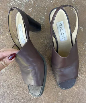 Madewell Vintage 90s retro calico Brown leather block heel mule sandals sz 7.5 thumbnail 1