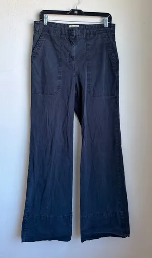 MAEVE Anthropologie High Rise Wide Leg Dark Blue Utility Cargo Pants Womens 10 thumbnail 1