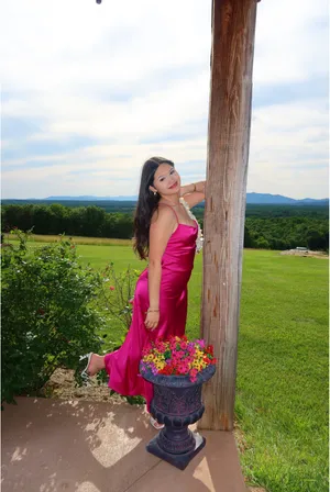 Pink satin dress thumbnail 4