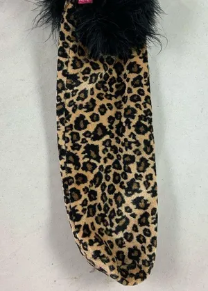 Leopard fluffy umbrella sock decor Black thumbnail 4