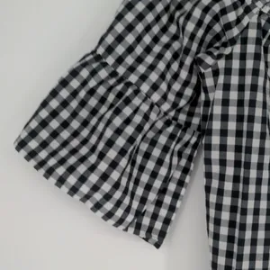 Abercrombie & Fitch Top Women’s S Black White Gingham Off Shoulder Bell Sleeve thumbnail 6