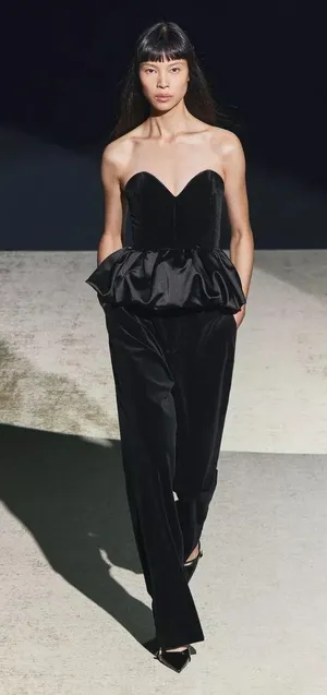 Zara top Black Strapless Peplum Corset ruffle voluminous party cocktail thumbnail 4
