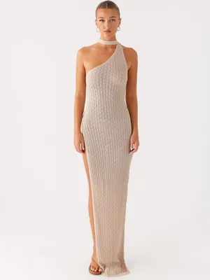 NWT Peppermayo Carryn Knit Maxi Dress S/M Beige Euro Summer Resort It Girl Beach thumbnail 3