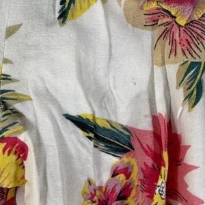 Salty Lemon Floral Wide‎ Leg Tulip Hem Pants White Pink Yellow Large Tropical thumbnail 11