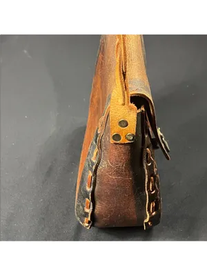 Handmade Handcrafted Brown Floral Tooled Leather Crossbody Bag thumbnail 7
