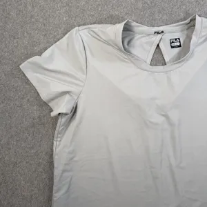FILA Women's X-Large Activewear Top Gray Short Sleeve Keyhole Back Performance thumbnail 3