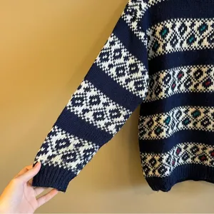 ✨ Vintage 16th Street Blue White Abstract Stripes Sweater Small‎ thumbnail 6