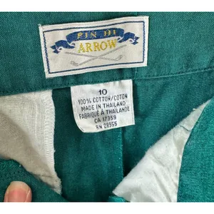 Vintage Pin Hi Arrow Teal Green High Waisted Cotton Lightweight Golf‎ Shorts 10 thumbnail 6