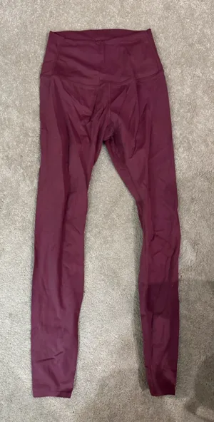 High-Waist Burgundy Leggings - Women thumbnail 1