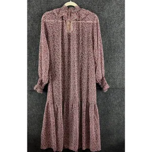 NWT Mango Amelie Floral Maxi Dress Size 4 Red Black Chiffon Ruffle Long Sleeve thumbnail 13