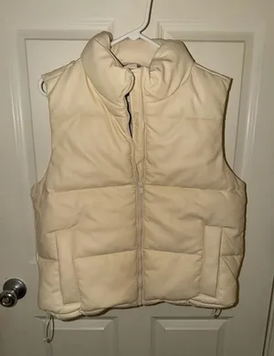 Hollister Cream Leather Puffer Vest thumbnail 1