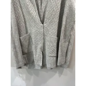 Cabi Grey Knit Zip Up Cardigan Sweater Mock Neck Basketweave Smll thumbnail 4