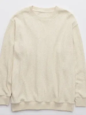 Aerie Waffle Knit Crewneck Sweatshirt Small thumbnail 1