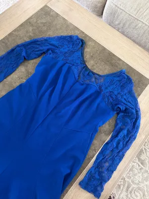 Lomone Elegant Royal Blue Lace-Sleeve Fit & Flare midi Dress thumbnail 4