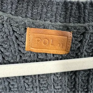 POL gray Chunky Chenille Knit Short Sleeve V-Neck Sweater Top Size M thumbnail 2