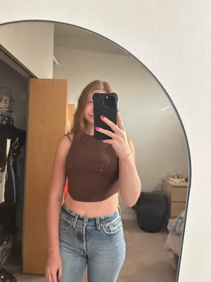 Aerie brown ribbed crop top thumbnail 2