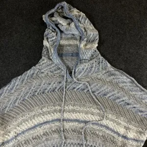 Abercrombie & Fitch Blue Striped Knit Hoodie Sweater XS/S Boho Pullover thumbnail 9