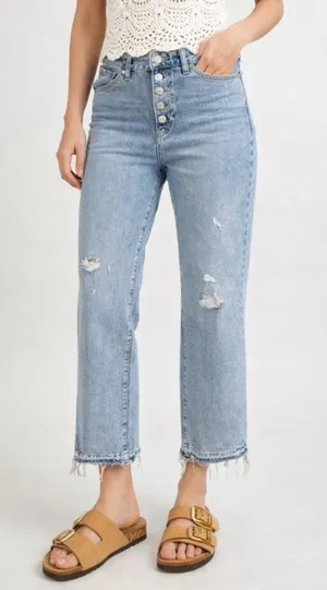 Free People We The Free Raw Hem High Rise Straight Leg Jeans Women’s Size 30 thumbnail 1