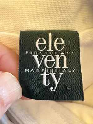 Eleventy Made In Italy hoodie white with gray trim‎ size small. Cotton. thumbnail 2