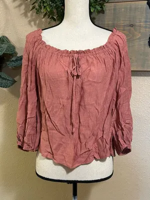 Lulus All In Favor Rusty Rose Peasant Blouse – Size Small thumbnail 1