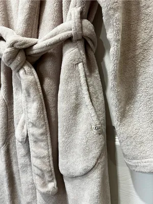 UGG Marlow Robe Moonbeam Oatmeal Size Large Long Length Plush Fleece Comfy thumbnail 10