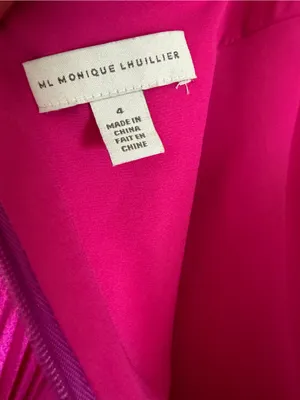 ML Monique Lhuillier Magenta Pleated Midi Dress Pink Size 4 NWOT thumbnail 5