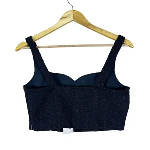 NWT Abercrombie & Fitch Boucle Tweed Corset Crop Top Black Chic Elegant Size S thumbnail 3