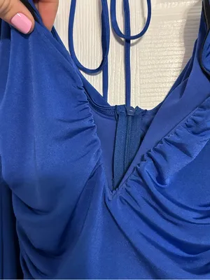 Lucy In The Sky Deep V Shimmer Dress Blue thumbnail 4