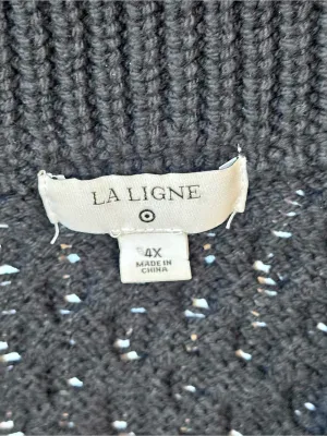 La Ligne x Target Sweater 4X Navy White Cable Knit Quarter Zip Plus Size Coastal thumbnail 11