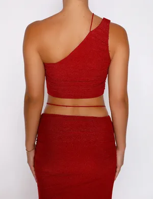 Tiger Mist Berry Red Shimmer Sparkle Pearlie Top Skirt Set thumbnail 9