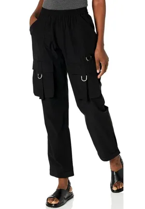 Steve Madden Kat Pants Black Edgy Utility Cargo Gothic Hiking Traveling Joggers thumbnail 1