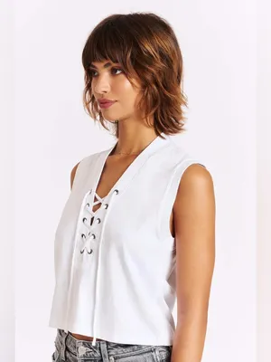 AMO Denim Aviva Tank Top White Cotton S thumbnail 2